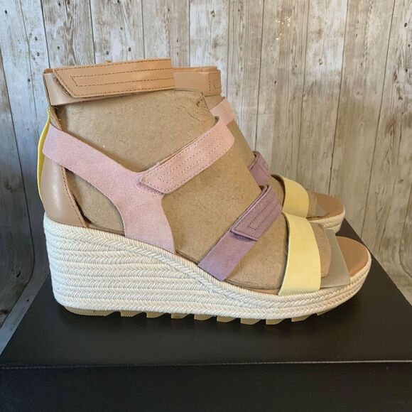 NEW Sorel CAMERON MultiStrap Wedge Sandal Shake Mauve Sea Salt Women's 12 - Picture 1 of 7